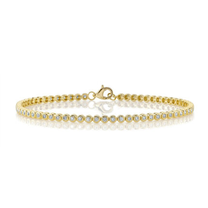 18K Solid Gold 0.64Ct Diamond Bezel Tennis Bracelet