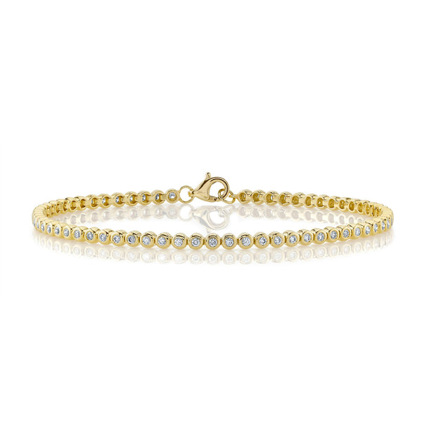 18K Solid Gold 0.64Ct Diamond Bezel Tennis Bracelet