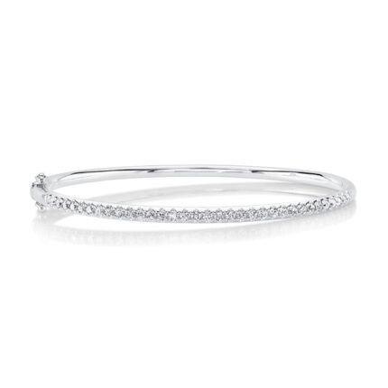 18K Solid Gold 0.88Ct Diamond Bangle