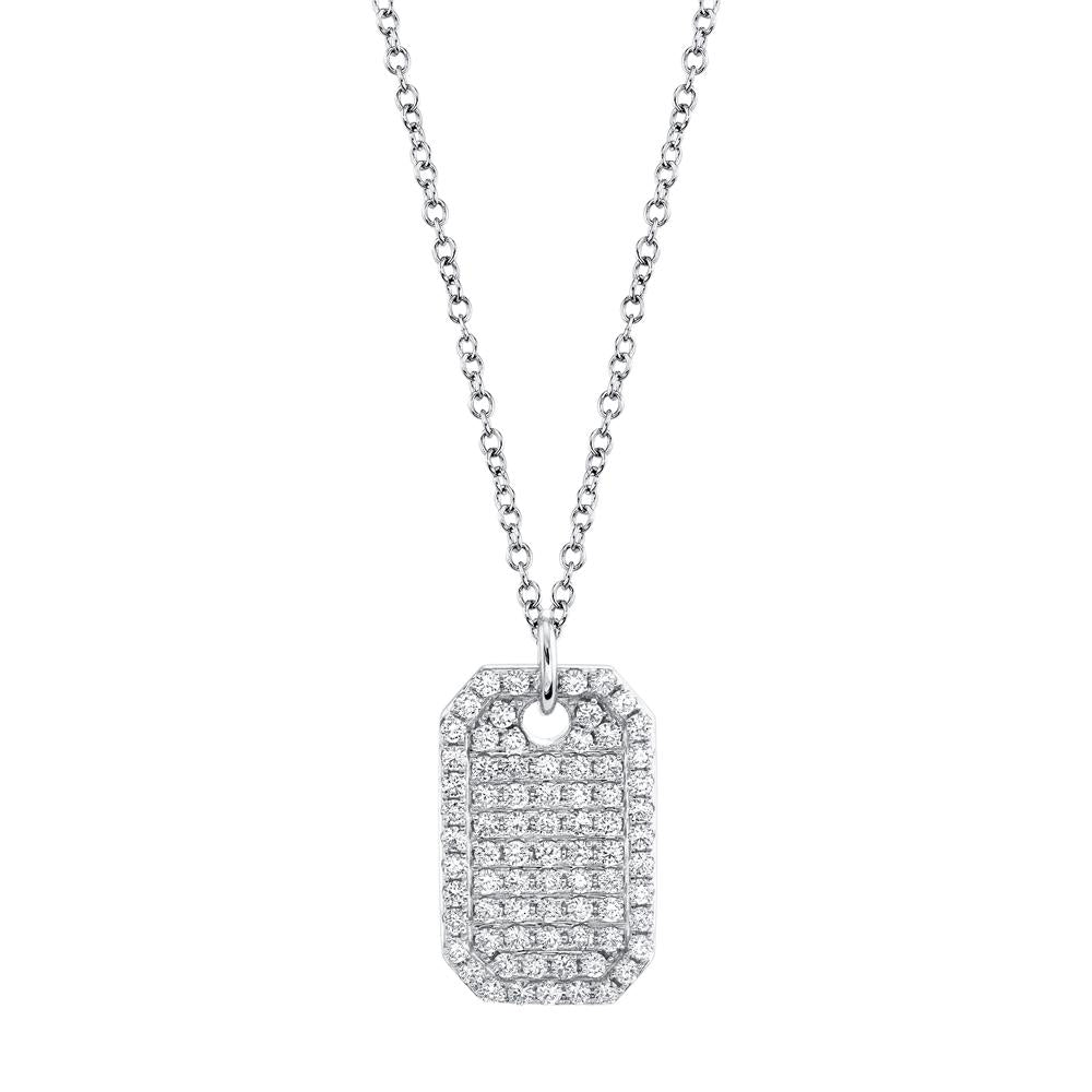 0.90CT DIAMOND DOG TAG NECKLACE Diamond Dog Tag Necklace