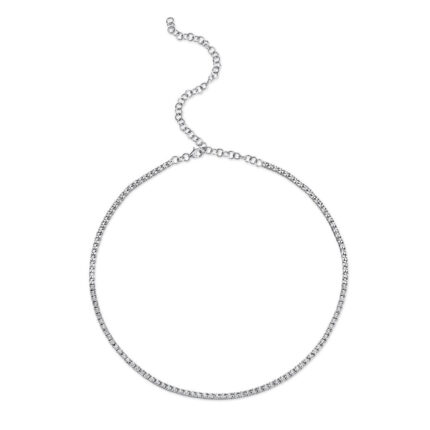 18K Solid Gold 1.50Ct Diamond Tennis Choker Necklace