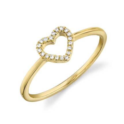 18K Solid Gold 0.04 Ct Diamond Heart Ring