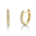 14K Solid Gold 0.07Ct Signature Classic Diamond Huggie Earrings