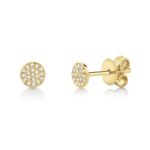 14K Solid Gold 0.07Ct Diamond Pave Stud Earring