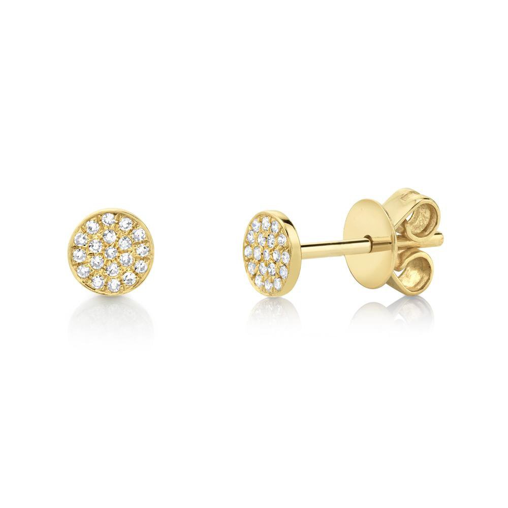 14K Solid Gold 0.07Ct Diamond Pave Stud Earring 14K Solid Gold 0.07Ct Diamond Pave Stud Earring