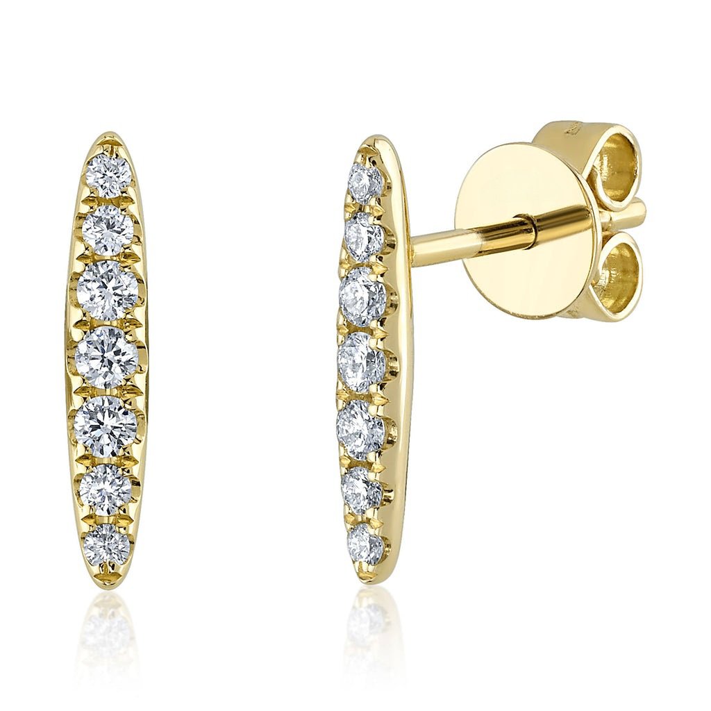 14K Solid Gold 0.19Ct Diamond Bar Stud Earrings 14K Solid Gold 0.19Ct Diamond Bar Stud Earrings