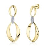 14K Solid Gold 0.20Ct Diamond Mobius Earring