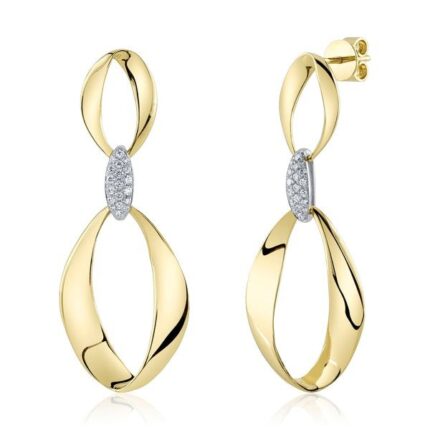 14K Solid Gold 0.20Ct Diamond Mobius Earring