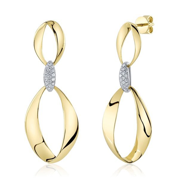 14K Solid Gold 0.20Ct Diamond Mobius Earring 14K Solid Gold 0.20Ct Diamond Mobius Earring