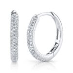 14K Solid Gold 0.21Ct Diamond Pave Hoop Earring