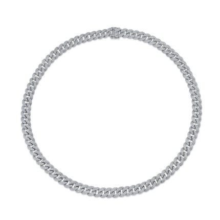 18K Solid Gold 11.53Ct Diamond Pave Link Necklace