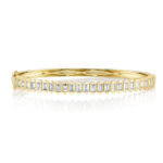 18K Solid Gold 1.70Ct Diamond Baguette Bangle