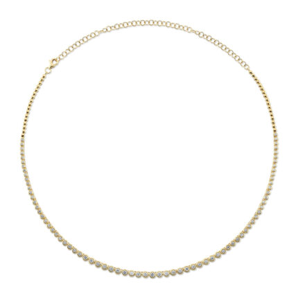 18K Solid Gold 2.00Ct Diamond Bezel Tennis Necklace