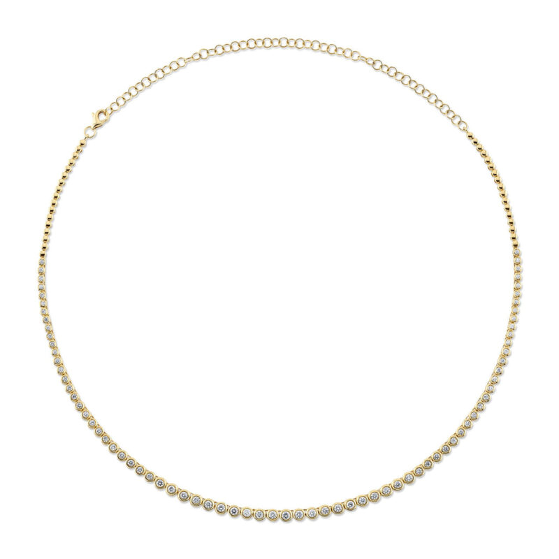 18K Solid Gold 2.00Ct Diamond Bezel Tennis Necklace