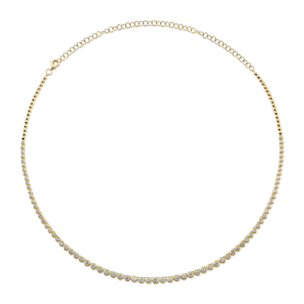 18K Solid Gold 2.00Ct Diamond Bezel Tennis Necklace 18K Solid Gold 2.00Ct Diamond Bezel Tennis Necklace