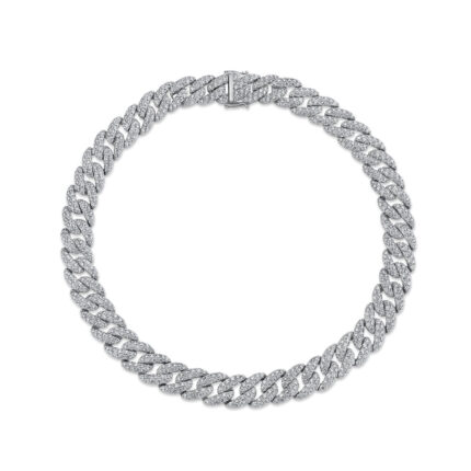 18K Solid Gold 21.46Ct Diamond Pave Link Necklace