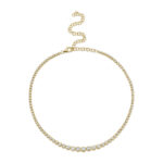 18K Solid Gold 6.75Ct Diamond Crown Setting Tennis Necklace