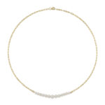 18K Solid Gold Cultured Pearl Paper Clip Link Necklace