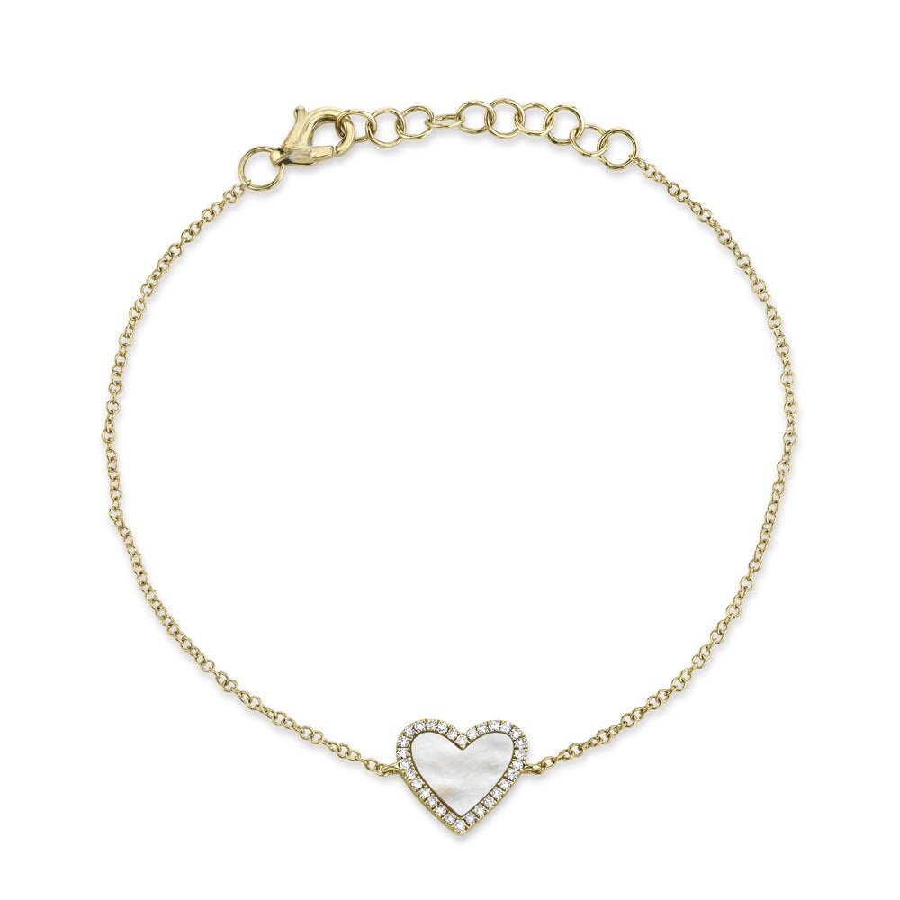 0.09Ct Diamond & 0.56Ct Mother Of Pearl Heart Bracelet 0.09Ct Diamond & 0.56Ct Mother Of Pearl Heart Bracelet