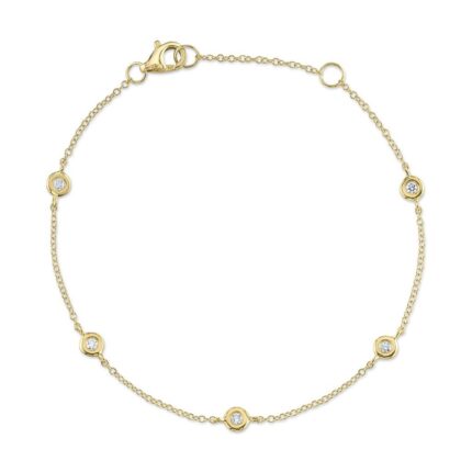 18K Solid Gold 0.13Ct 7" Diamonds By The Yard Bracelet