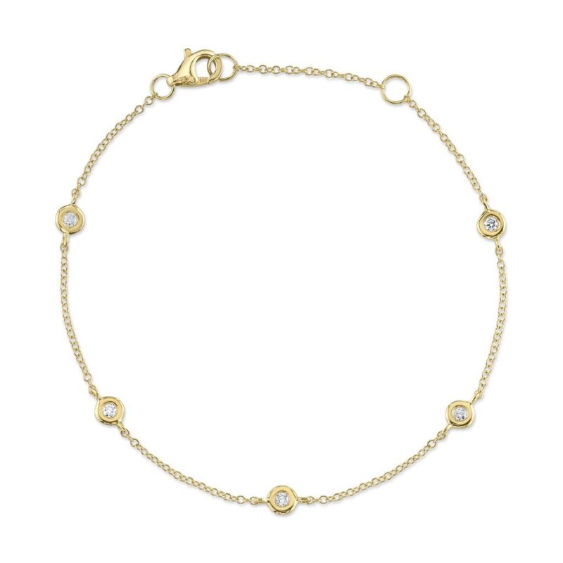18K Solid Gold 0.13Ct 7" Diamonds By The Yard Bracelet