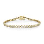 18K Solid Gold 1.90Ct Diamond Bezel Tennis Bracelet