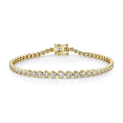 18K Solid Gold 1.90Ct Diamond Bezel Tennis Bracelet