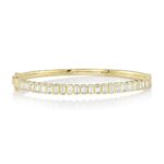 18K Solid Gold 1.90Ct Diamond Baguette Bangle