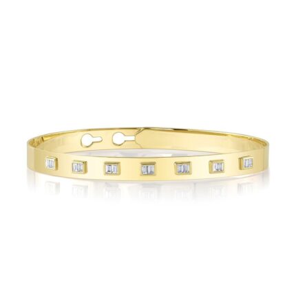 0.46Ct Diamond Baguette Latch Lock Bangle