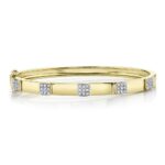 18K Solid Gold 0.43Ct Diamond Pave Bangle