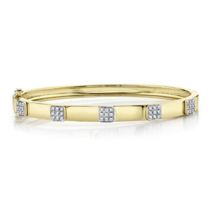 18K Solid Gold 0.43Ct Diamond Pave Bangle