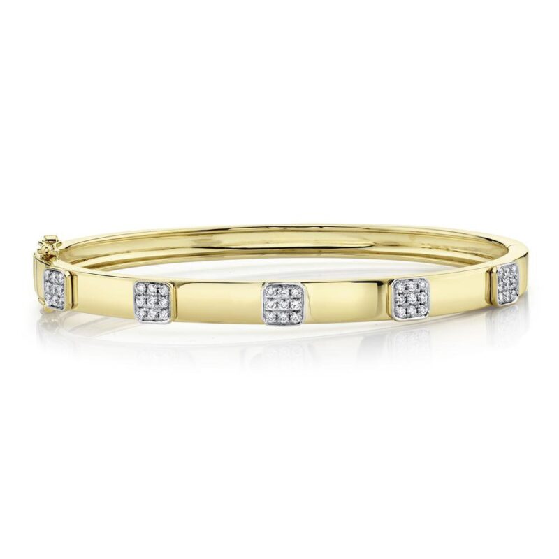 18K Solid Gold 0.43Ct Diamond Pave Bangle