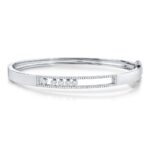 18K Solid Gold 0.42Ct Diamond Slider Bangle