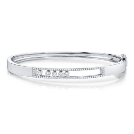 18K Solid Gold 0.42Ct Diamond Slider Bangle