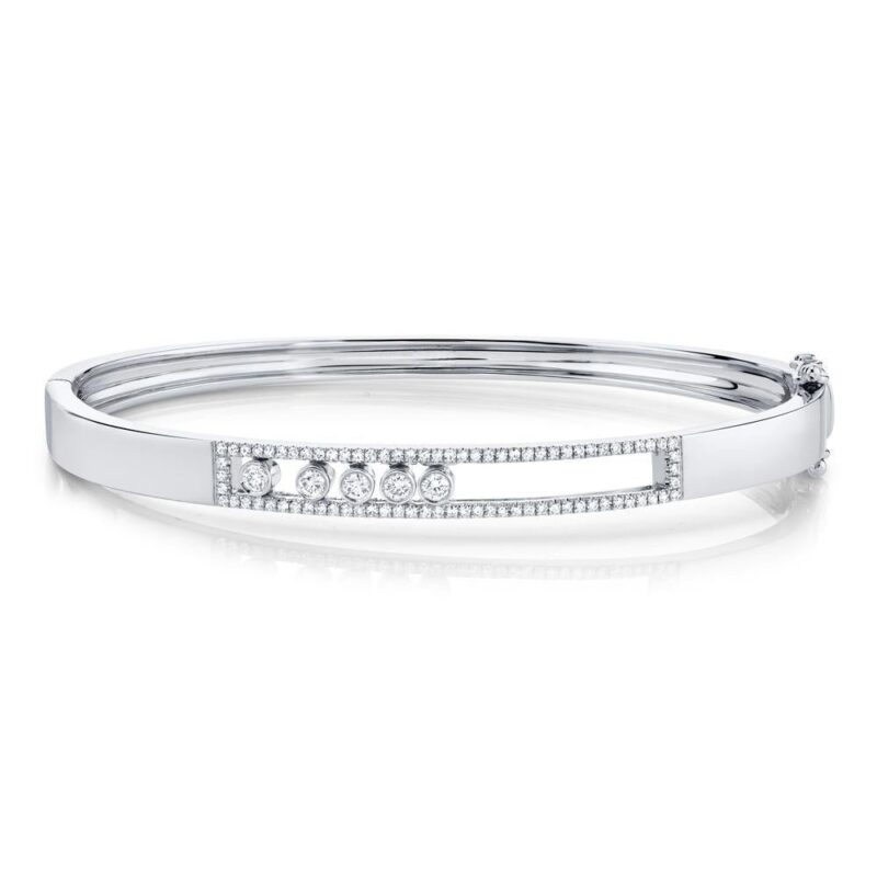 18K Solid Gold 0.42Ct Diamond Slider Bangle