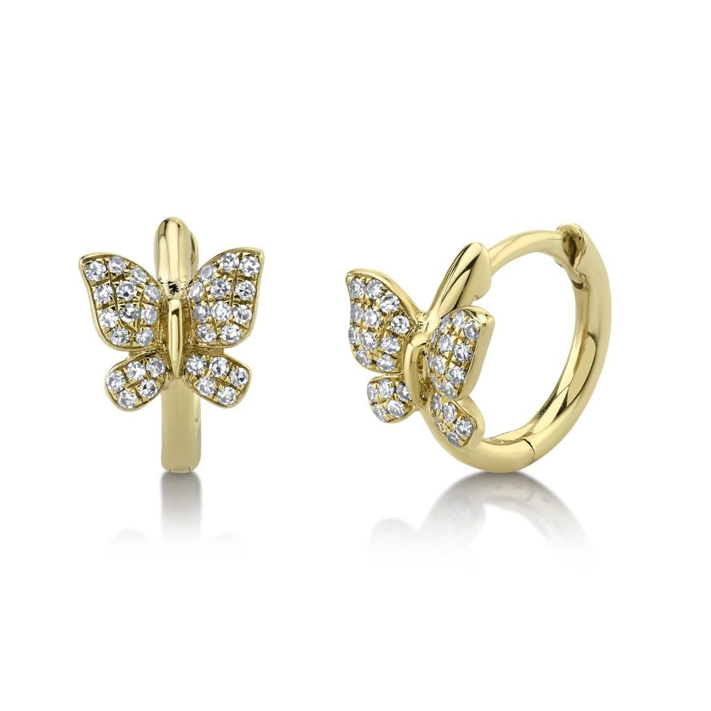 14K Solid Gold 0.14Ct Diamond Butterfly Huggie Earring 14K Solid Gold 0.14Ct Diamond Butterfly Huggie Earring