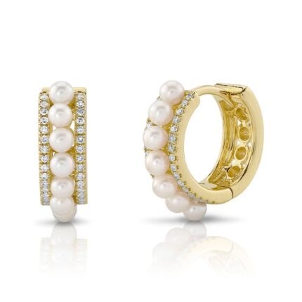 0.15Ct Diamond & Cultured Pearl Huggie Earring