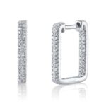 14K Gold 0.27Ct Diamond Rectangle Hoop Earring