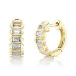 0.65Ct Diamond Baguette Huggie Earring