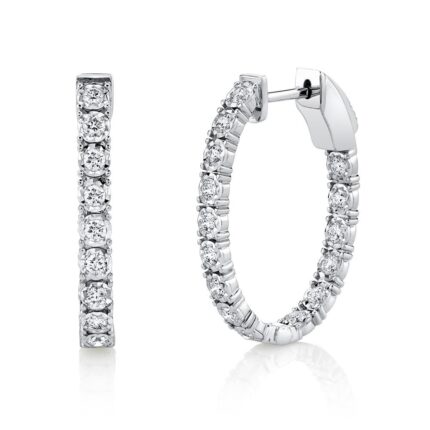 0.90Ct Diamond Oval Hoop Earring