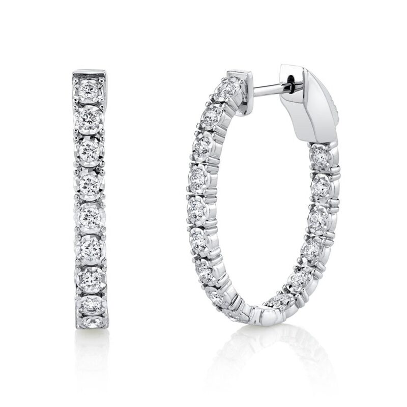 0.90Ct Diamond Oval Hoop Earring