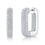 4.13Ct Diamond Pave Rectangle Hoop Earring