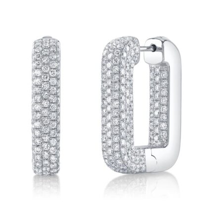 4.13Ct Diamond Pave Rectangle Hoop Earring