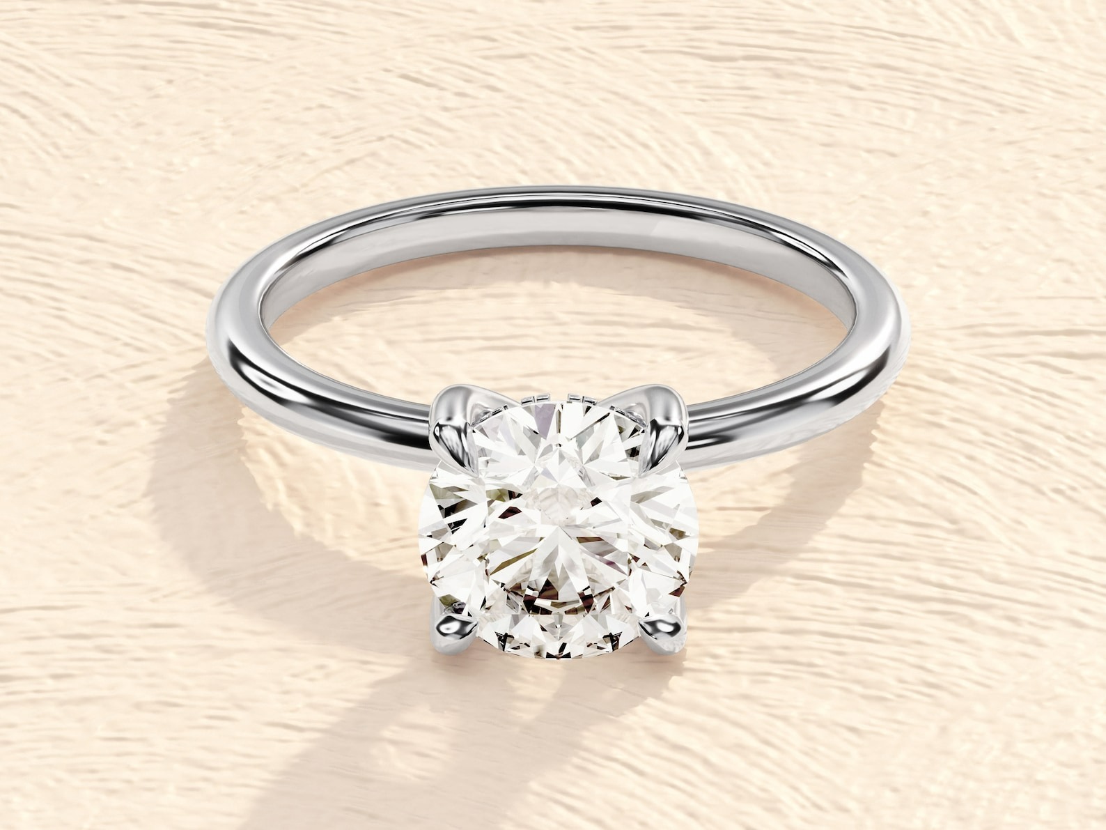4 Prong Setting Round Cut 2 ct Lab Grown Diamond Engagement Ring 4 Prong Setting Round Cut 2 ct Lab Grown Diamond Engagement Ring