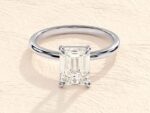 4 Prong Cushion Emerald Cut Lab Grown Diamond 3ct Engagement Ring