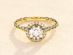 Twisted Band 3ct Lab Grown Round Brilliant Diamond Engagement Halo Ring