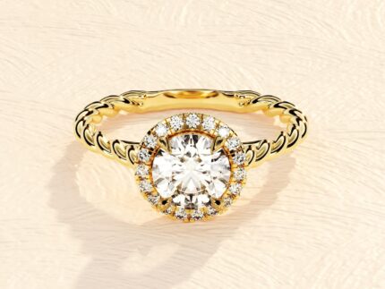 Twisted Band 3ct Lab Grown Round Brilliant Diamond Engagement Halo Ring
