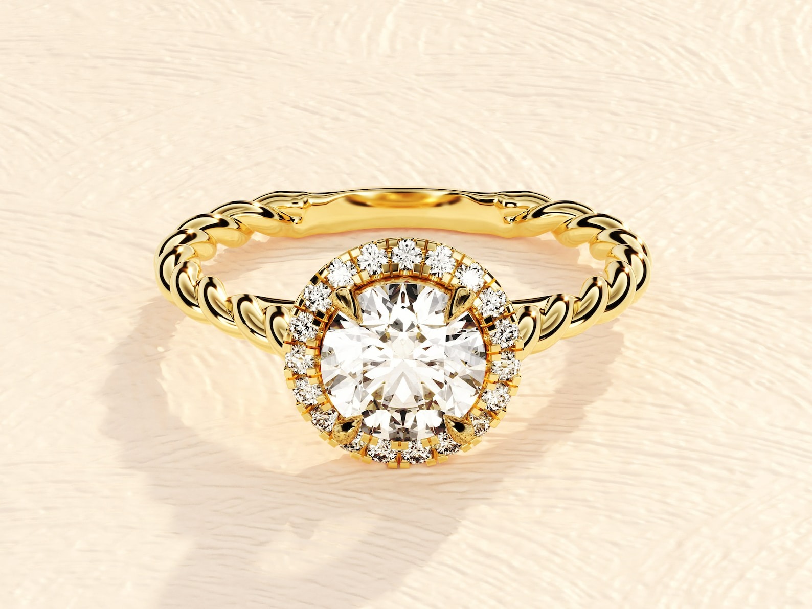 Twisted Band 3ct Lab Grown Round Brilliant Diamond Engagement Halo Ring Twisted Band 3ct Lab Grown Round Brilliant Diamond Engagement Halo Ring