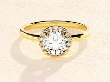 4 Prong Round Cut Halo Solitaire Ring 2 ct Lab Grown Diamond Engagement Ring