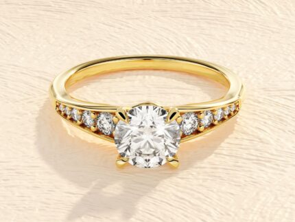 14K Solid Gold Round Cut Lab Grown Diamond Ring 1.00 ct Promise Ring